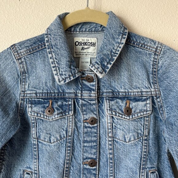 Oshkosh B'gosh Kids Turcker Denim Jean Jacket Size 10 Light Wash Blue Boys Girls - Picture 3 of 11
